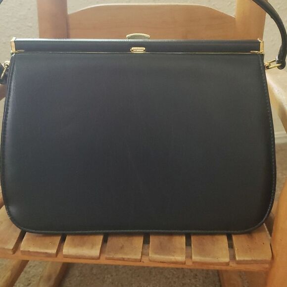 VNTG Retro 60's A Naturalizer Black Faux Suede Simulated Leather Handbag - Picture 12 of 16